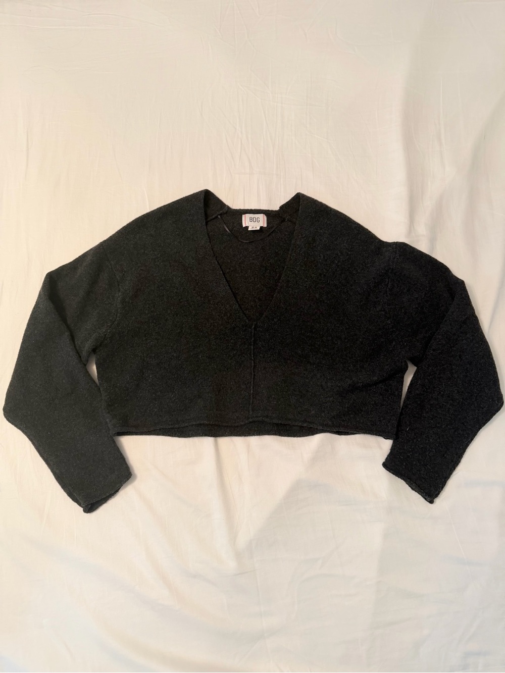 BDG Black Cropped V-Neck Knit Sweater